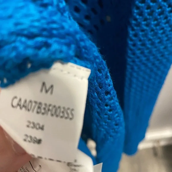 NWT Cupshe Teal Crochet Swim Cover‑Up Dress – Size M, Boho Beach Tunic - Picture 3 of 4